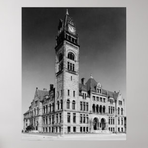 Romanesque-Rathaus-Gebäude Poster