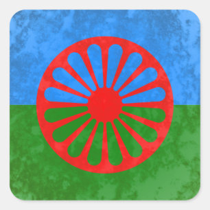 Romani Flagge Quadratischer Aufkleber