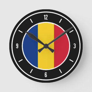 Romania Flag Elegant Runde Wanduhr