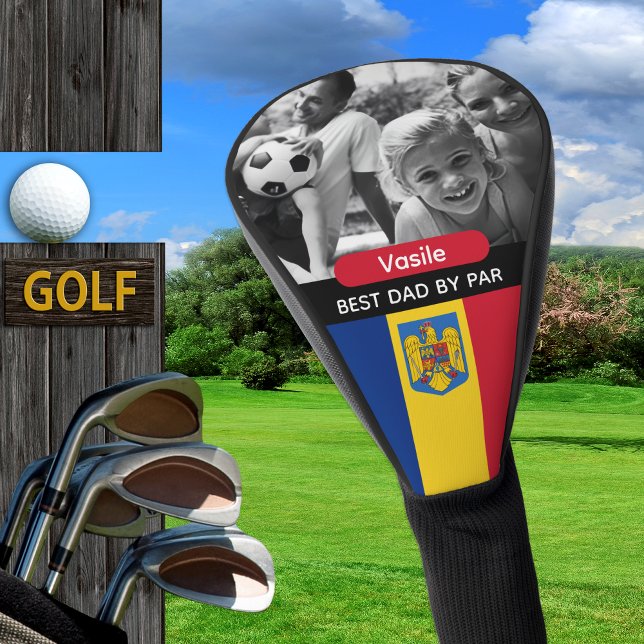 Romania Golf, Best Dad, Romanian Flag, Photo Golf Headcover (Romania Golf Head Cover / Flag, name)