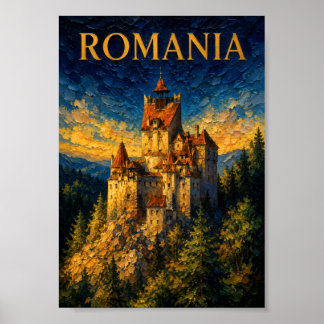 Romania: Mystic Glow Bran Castle Art Souvenir Poster