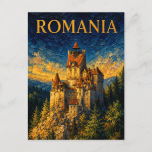 Romania: Mystic Glow Bran Castle Art Souvenir Postkarte
