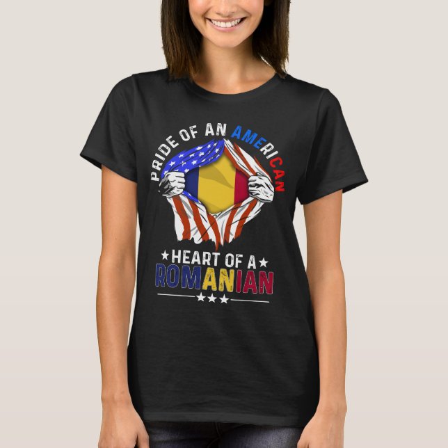 Romanian American Foreign Romania Flag T-Shirt (Vorderseite)