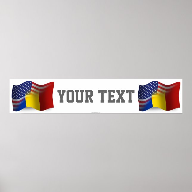 Romanian-American Waving Flag Banner Poster (Vorne)