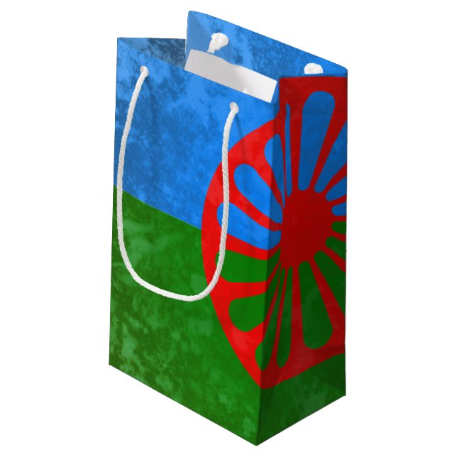 Romanische Flagge Kleine Geschenktüte (Rückseite Schrägansicht)