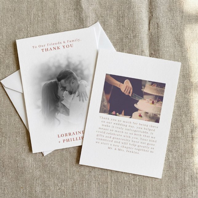 Romanischer Foto Gradienten Effekt Hochzeit Dankeskarte (Romanic photo gradient effect wedding thank you card.)