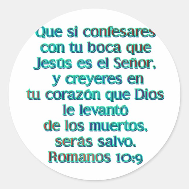 Romanos 10:9 runder aufkleber (Vorderseite)