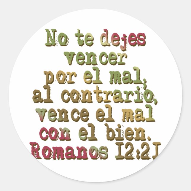 Romanos 12:21 runder aufkleber (Vorderseite)