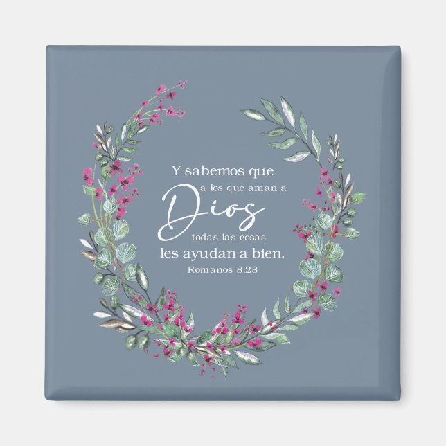 Romanos 8:28, spanischer Bibelvers Magnet (Vorne)
