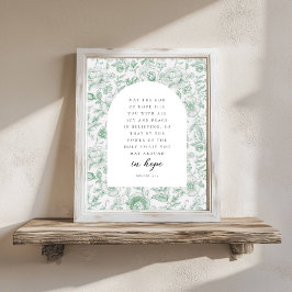 Romans 15:13 Arch Green Chinoiserie Bible Verse Poster