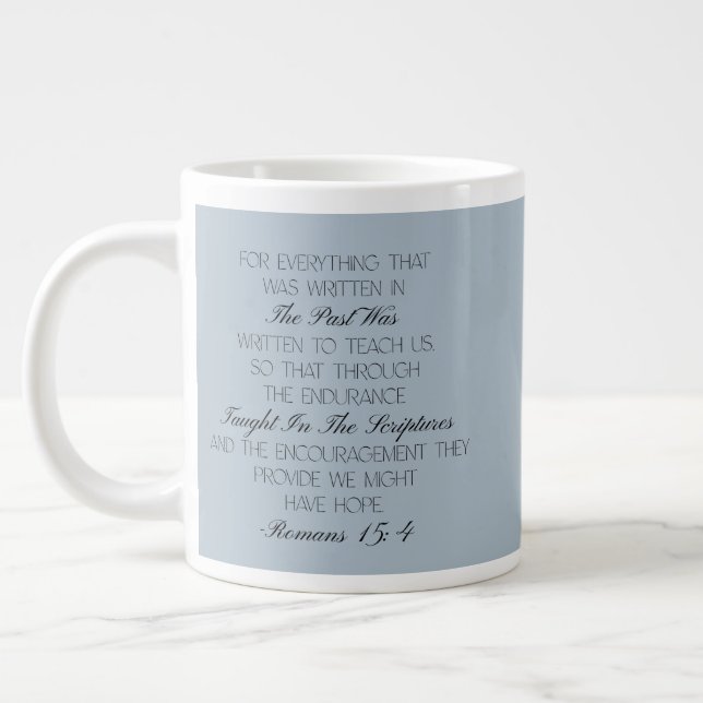 Romans 15:4 Hope Bible Verse Mug  Jumbo-Tasse (Links)