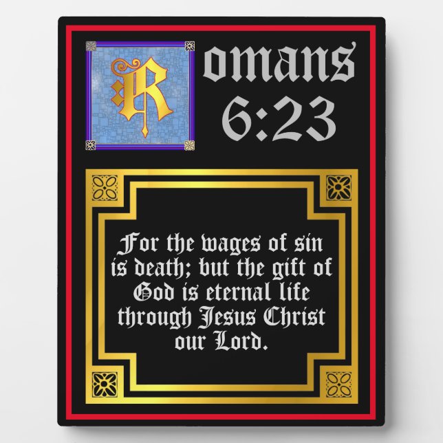 Romans 623 Gold Letter Eternal Life Bible Verse Fotoplatte (Vorderseite)