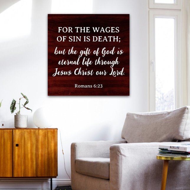 Romans 6:23 King James Bible Rustikale Inspiration Poster (Von Creator hochgeladen)