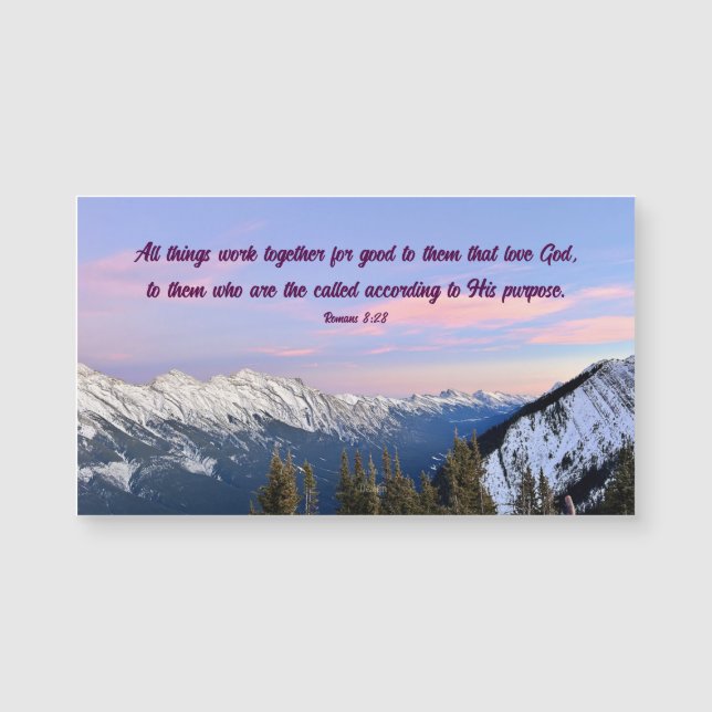 Romans 8:28 Mountain Sunset Photography Magnet (Vorderseite)