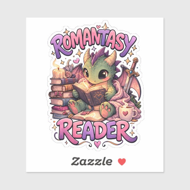 Romantasy Dragon Reader Custom-Cut Vinyl Sticker (Feuille)