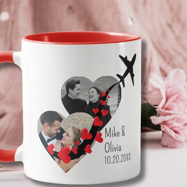 Romantic 2 Photos Airplane Elegant Wedding custom Tasse (Von Creator hochgeladen)