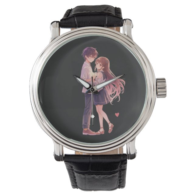 Romantic Anime Couple - Cute Aesthetic Lovers Art  Armbanduhr (Vorderseite)