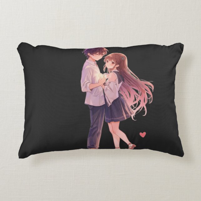 Romantic Anime Couple - Cute Aesthetic Lovers Art  Dekokissen (Vorderseite)