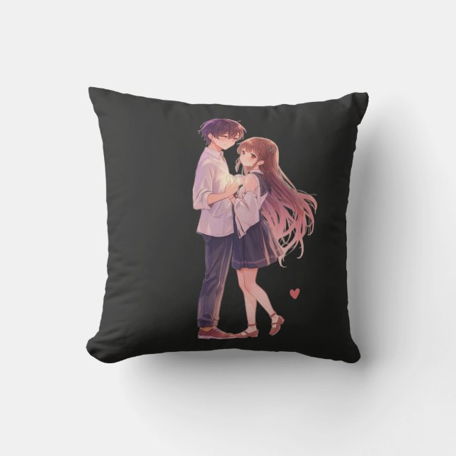Romantic Anime Couple - Cute Aesthetic Lovers Art  Kissen (Vorderseite)