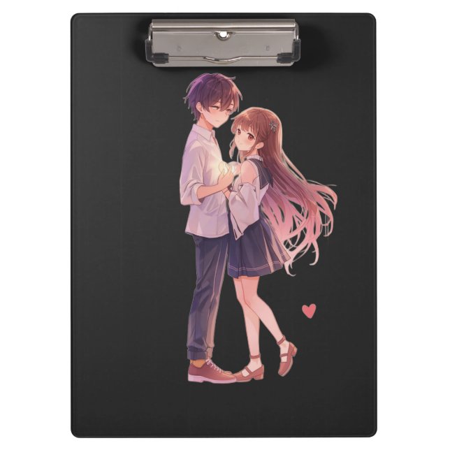 Romantic Anime Couple - Cute Aesthetic Lovers Art  Klemmbrett (Vorderseite)