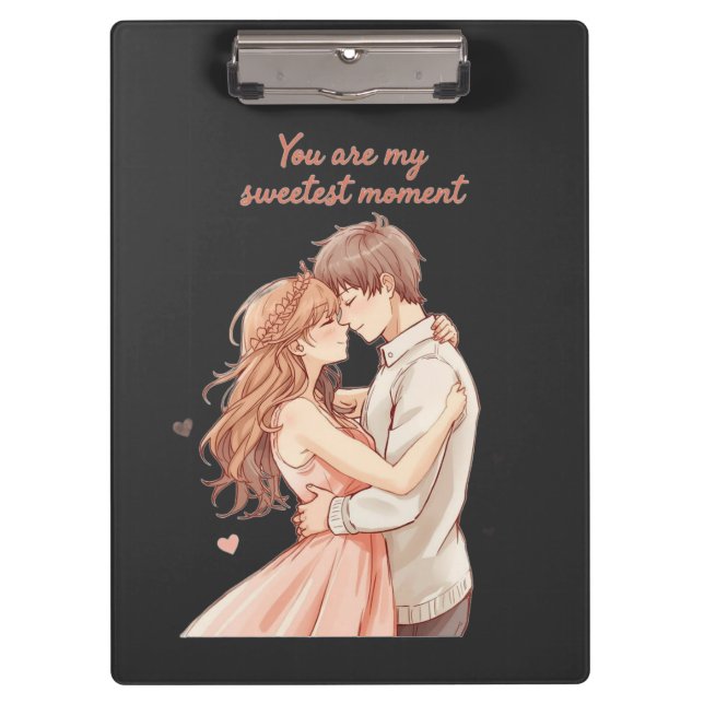 Romantic Anime Couple - Sweet Valentine Moment Klemmbrett (Vorderseite)