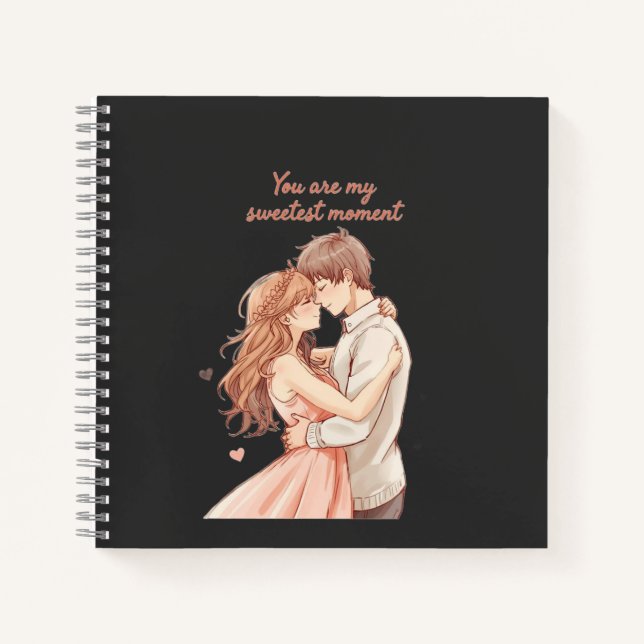 Romantic Anime Couple - Sweet Valentine Moment Notizbuch (Vorderseite)