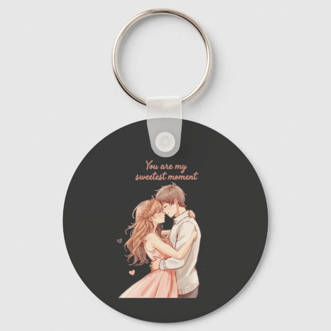 Romantic Anime Couple - Sweet Valentine Moment Schlüsselanhänger (Vorderseite)