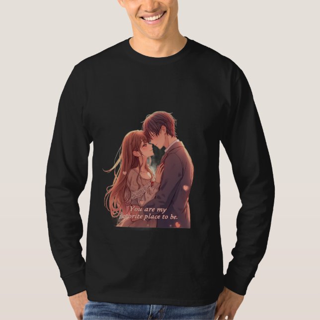 Romantic Anime Couple - Valentine's Day  Aesthetic T-Shirt (Vorderseite)