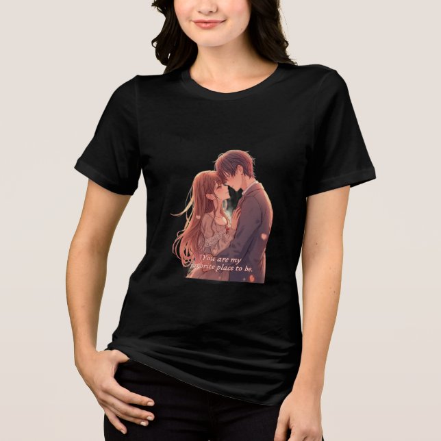 Romantic Anime Couple - Valentine's Day  Aesthetic Tri-Blend Shirt (Vorderseite)