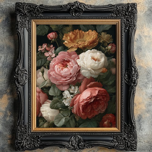 Romantic Antique Dark Moody Floral Art Print  Poster (Von Creator hochgeladen)