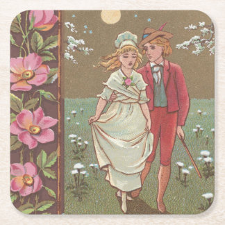 Romantic Antique Saint Valentine's Day Card, 1876 Rechteckiger Pappuntersetzer