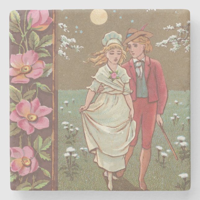 Romantic Antique Saint Valentine's Day Card, 1876 Steinuntersetzer (Vorderseite)