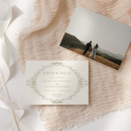 Romantic Baroque Ornate Frame Photo Save The Date