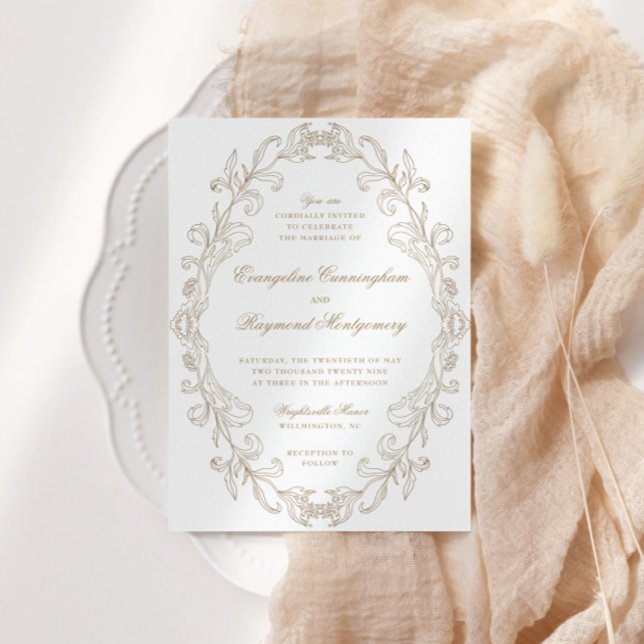 Romantic Baroque Ornate Frame Wedding Einladung (Von Creator hochgeladen)