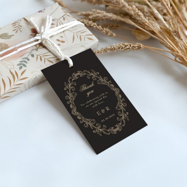 Romantic Baroque Ornate Frame Wedding Geschenkanhänger (Von Creator hochgeladen)