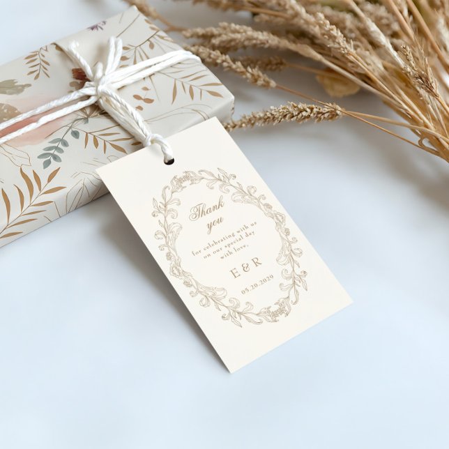 Romantic Baroque Ornate Frame Wedding Geschenkanhänger (Von Creator hochgeladen)