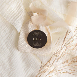 Romantic Baroque Ornate Frame Wedding Runder Aufkleber