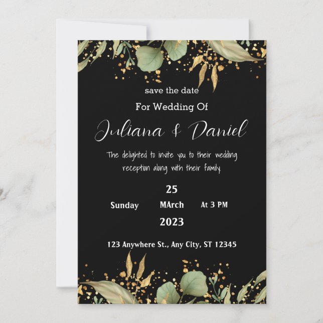 Romantic Black Calligraphy All Wedding invitation Einladung (Vorderseite)