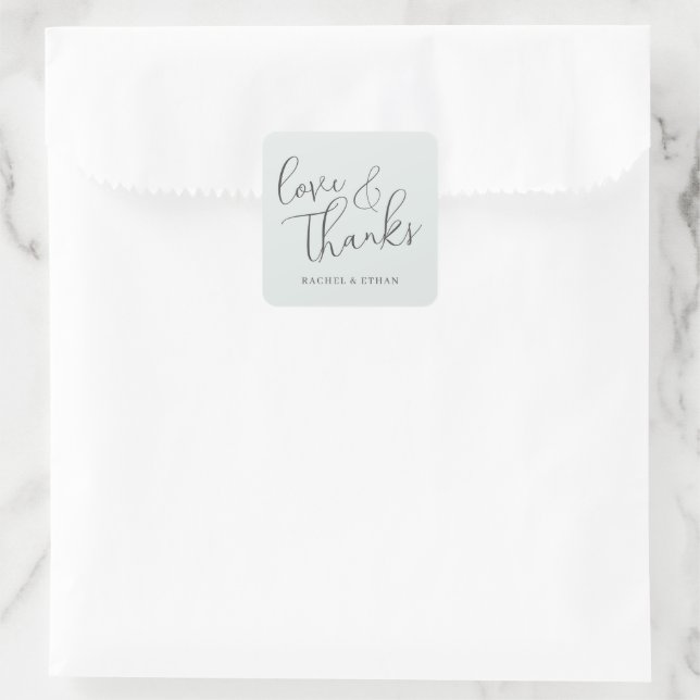 Romantic Black Cursive Love Thanks Sticker (Tasche)