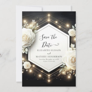 Romantic Bloom White Roses Hochzeit Save The Date