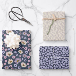 Romantic blue and purple floral wedding shower geschenkpapier set