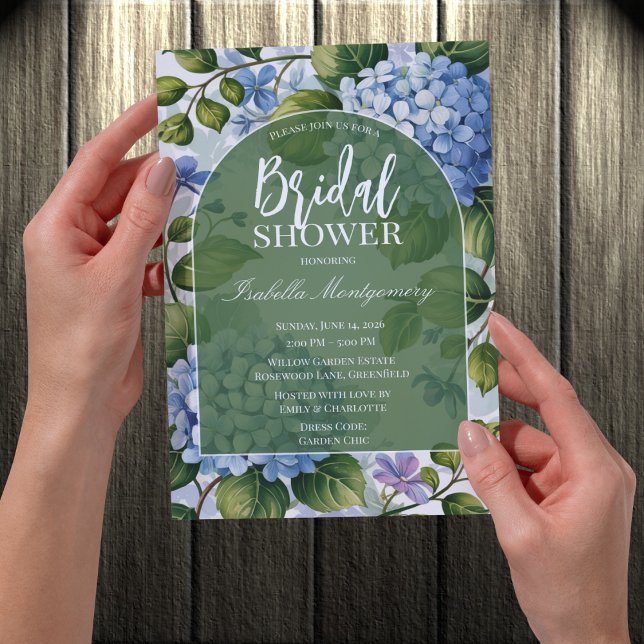 Romantic Blue Hydrangea Garden Bridal Shower Einladung (Romantic Blue Hydrangea Garden Bridal Shower Invitations
)