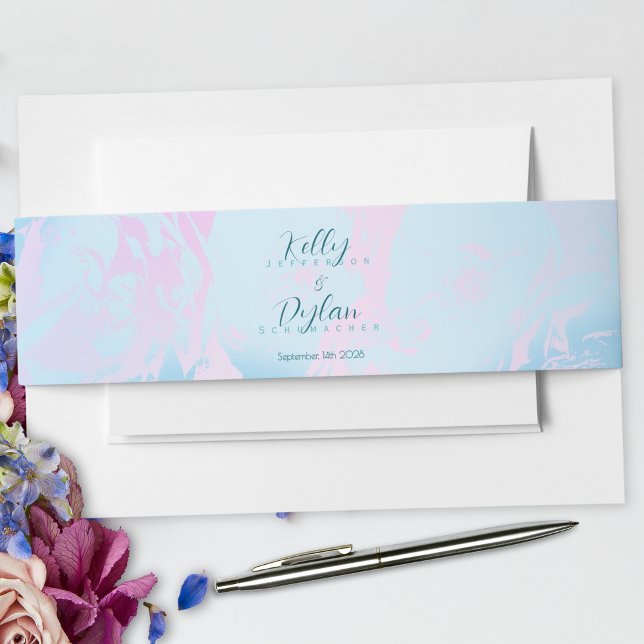 Romantic Blue Pink Peach Abstract Floral Pastel Einladungsbanderole (Von Creator hochgeladen)