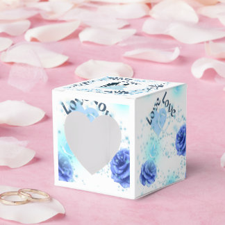 Romantic Blue Rose Wedding Favor Box | Love You He Geschenkschachtel