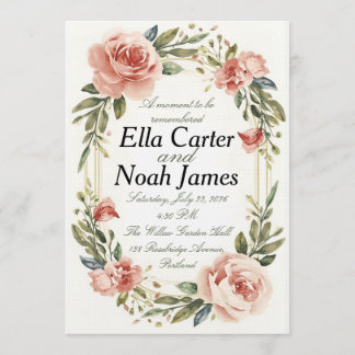 Romantic Blush Floral Wedding Invitation