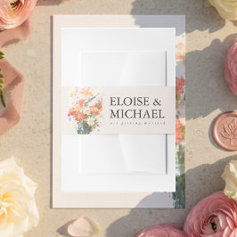 Romantic Blush Painted Floral Wedding Einladungsbanderole