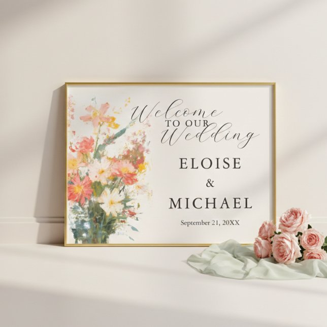 Romantic Blush Painted Floral Wedding Welcome Poster (Romantic Blush Painted Floral Wedding Welcome Poster
)