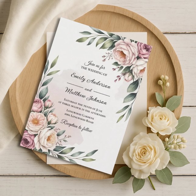 Romantic Blush Rose Garden Wedding Invitation (Créateur téléchargé)