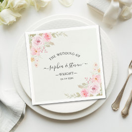 Romantic Blush Rose Wedding Serviette