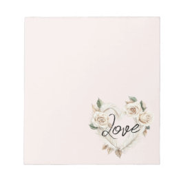 Romantic Blush Roses Feathers Heart Love Notizblock